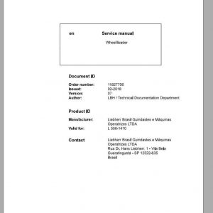Liebherr Wheel Loader L5561410 Service Manuals 1