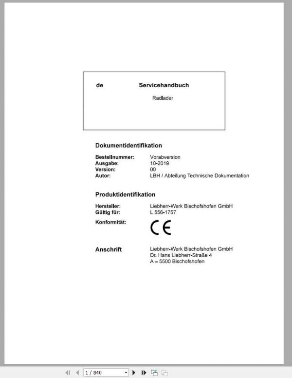Liebherr Wheel Loader L5561757 Service ManualsDE 1
