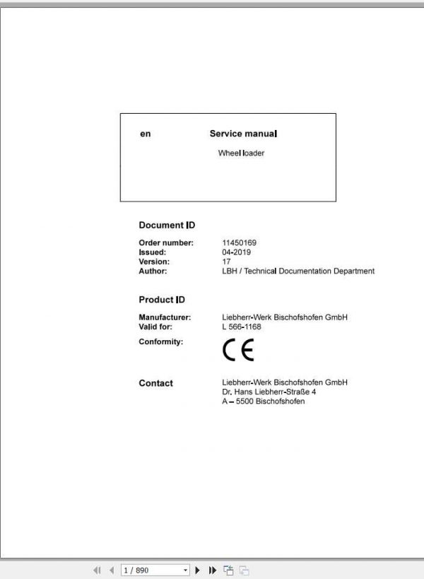 Liebherr Wheel Loader L5661168 Service Manuals 1