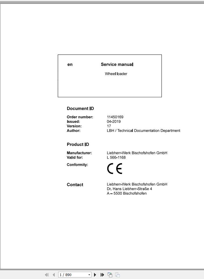 Liebherr Wheel Loader L5661168 Service Manuals 1
