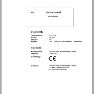 Liebherr Wheel Loader L5661484 Service Manuals 1