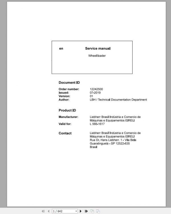 Liebherr Wheel Loader L5661617 Service Manuals 1