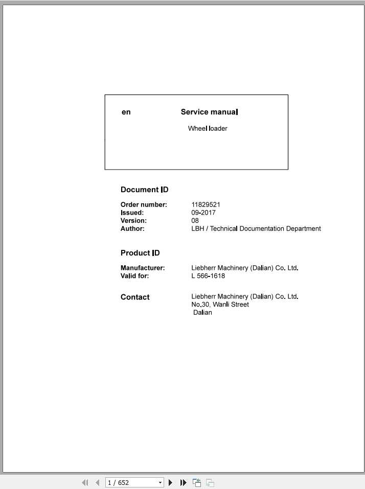 Liebherr Wheel Loader L5661618 Service Manuals 1