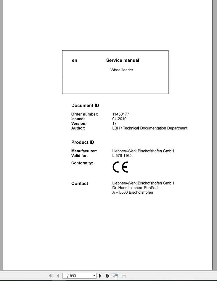 Liebherr Wheel Loader L5761169 Service Manuals 1