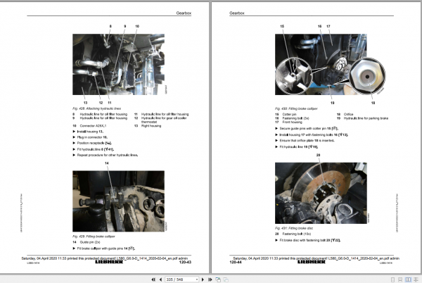 Liebherr Wheel Loader L580 G50 D 1414 Removal Installation Instructions 3