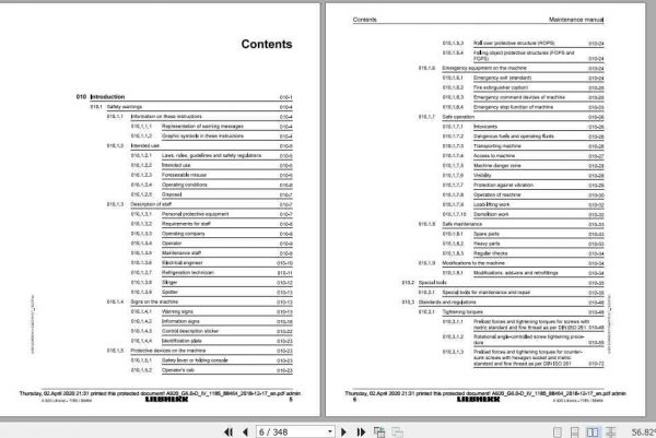 Liebherr Wheeled Excavator A920 LI Maintenance Manual 2