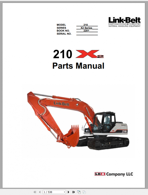 Linkbelt Excavator 210X2 Parts ManualEN 1