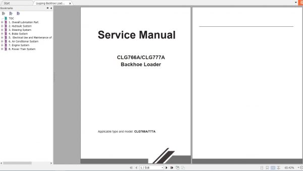 Liugong Backhoe Loader CLG766ACLG777A Service Manual 1