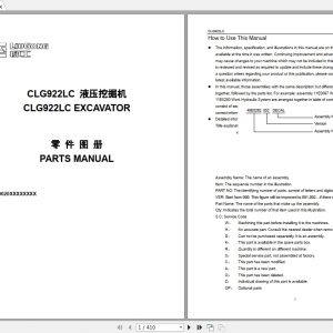 Liugong Excavator CLG922LC Parts Manual 1