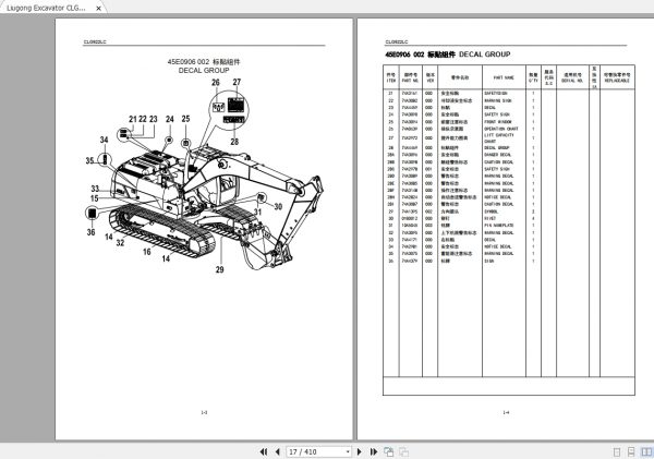 Liugong Excavator CLG922LC Parts Manual 3