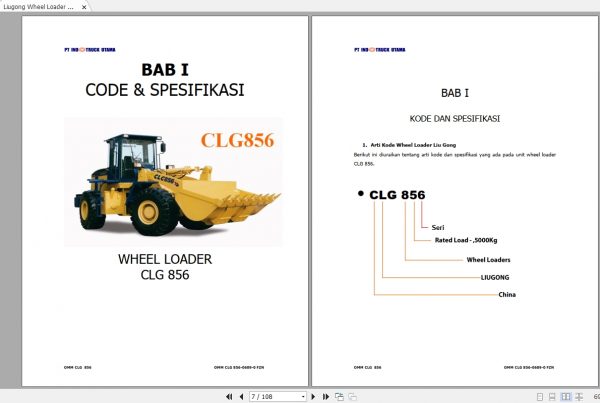 Liugong Wheel Loader CLG856 Operation and Maintenance Manual 2