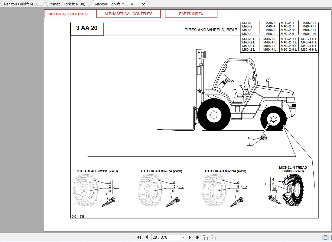 Manitou Forklift M3060 2(4) Parts Manual