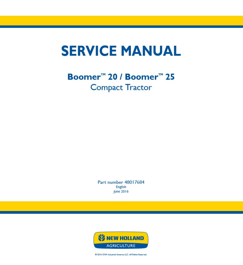 New Holland BoomerTM 20 BoomerTM 25 Service Manual48017684 4
