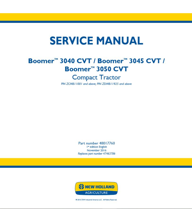 New Holland Boomertm3040 Cvt Boomertm3050 Cvt Service Manual1