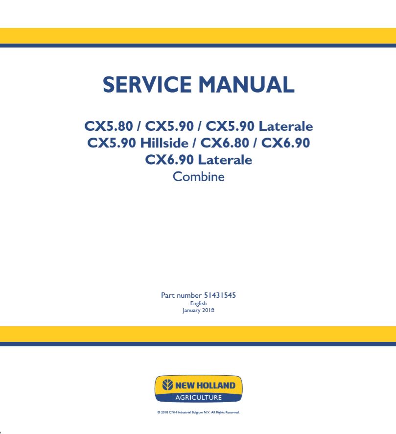 New Holland Combine Cx580 cx690 Laterale Service Manual5143154560434011001