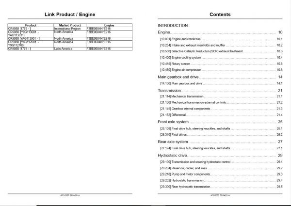 New Holland Combine Cx7080 Elevation   Cr9090 Service Manual476125072