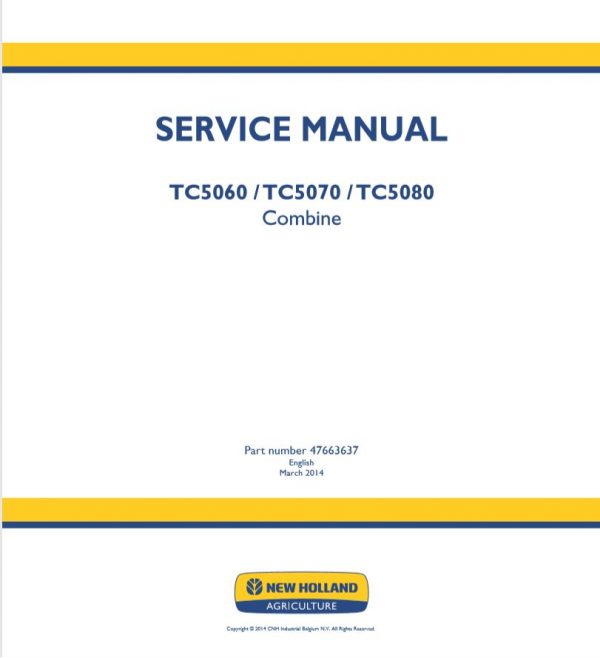 New Holland Combine Tc5060   Tc5080 Service Manual476636371