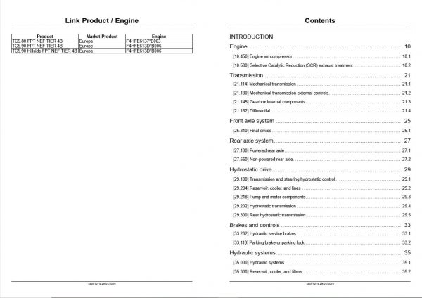 New Holland Combine Tc580   Tc590 Hillside Service Manual480010742