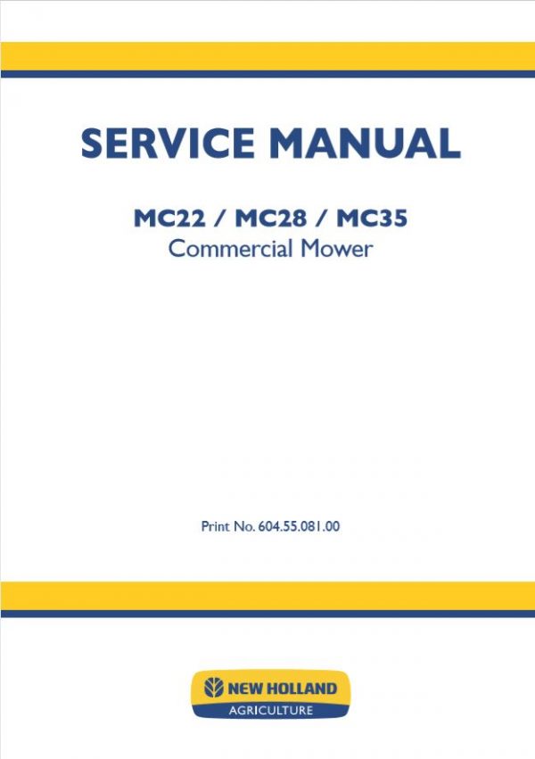 New Holland Commercial Mower Mc22  Mc35 Service Manual60455081001