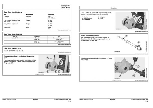 New Holland Harvester 450fi Rotary Technical Manual84338732aA44