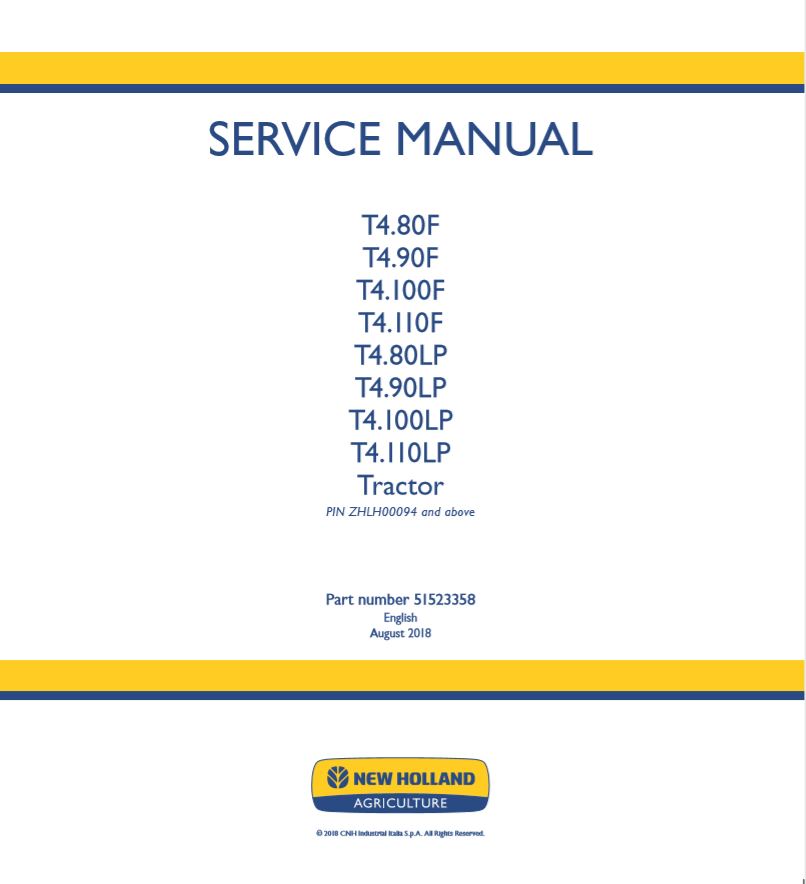 New Holland T480f   T4110lp Service Manual515233581ZolDb