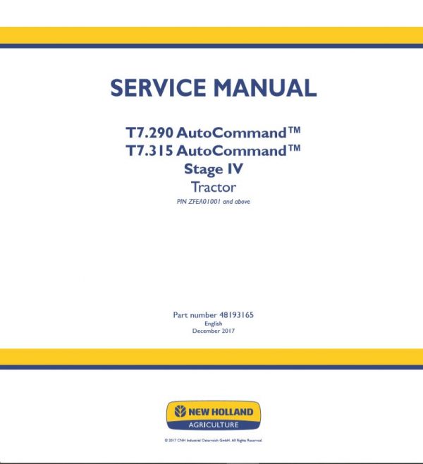 New Holland Tractor T7290   T7315 Autocommand Service Manual481931651