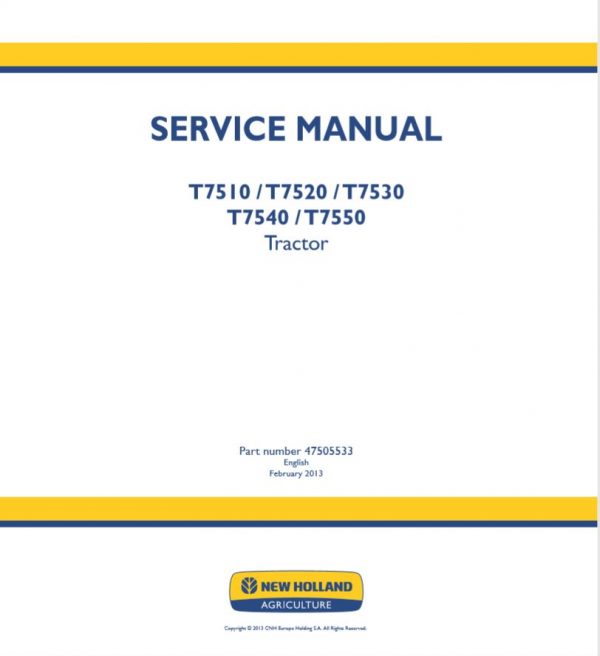 New Holland Tractor T7510   T7550 Service Manual475055331