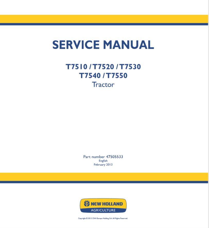 New Holland Tractor T7510   T7550 Service Manual475055331