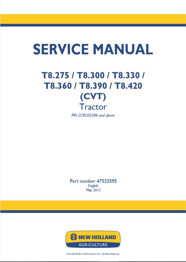 New Holland Tractor T8275 T8420 Service Manual1 1