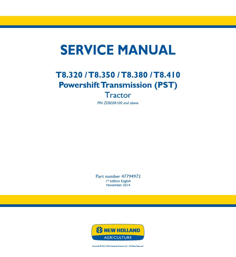 New Holland Tractor T8320 T8410 Service Manual477949721