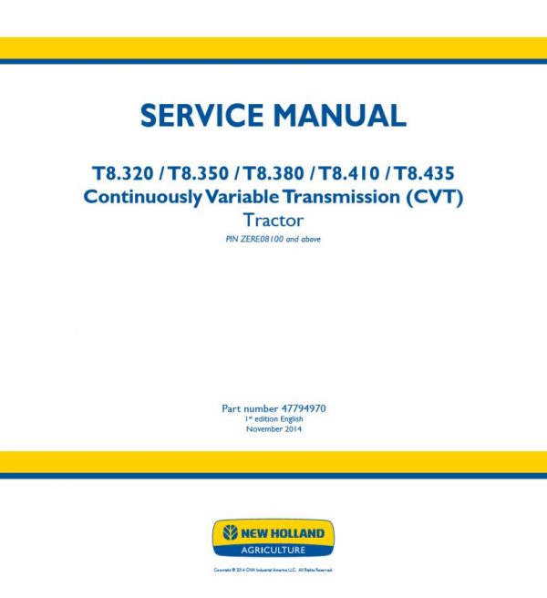 New Holland Tractor T8320   T8435 Service Manual477949701