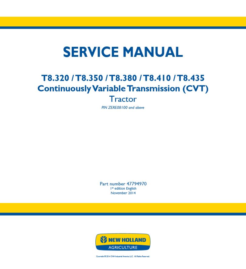 New Holland Tractor T8320 T8435 Service Manual477949701