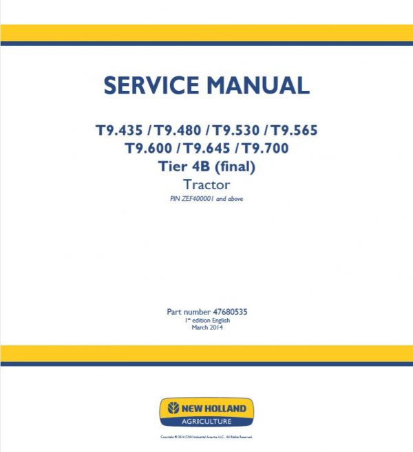 New Holland Tractor T9435   T9700 Service Manual476805351