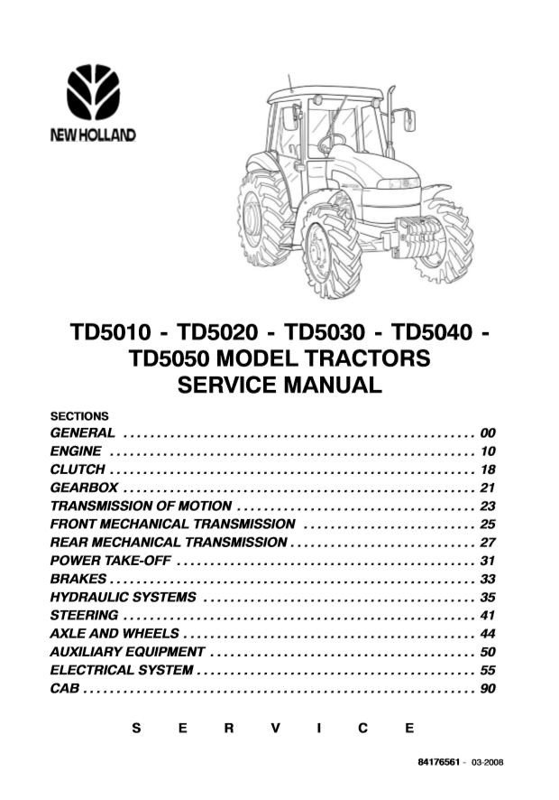 New Holland Tractor Td5010 Td5050 Service Manual84176561bA41