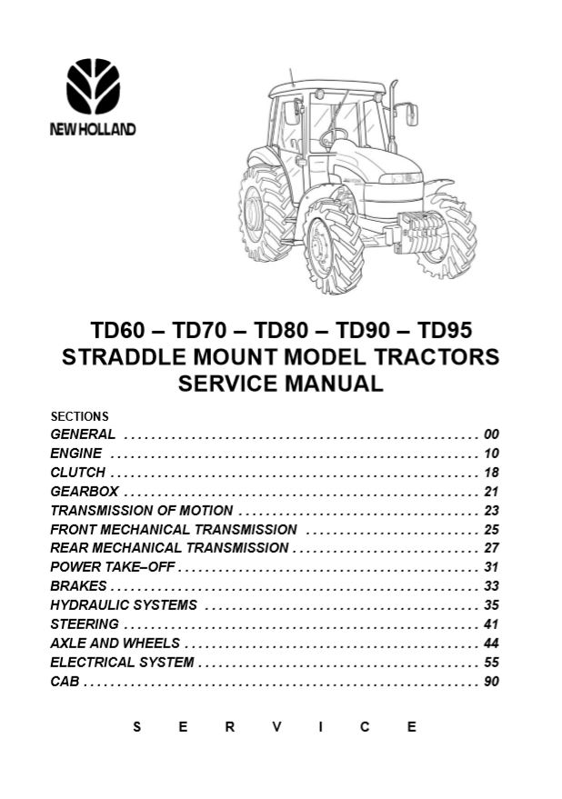 New Holland Tractor Td60 Td95 Service Manual84285908r01