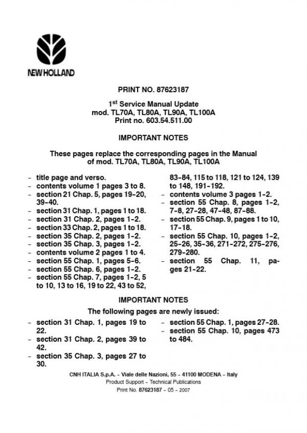 New Holland Tractor Tl70a   Tl100a Service Manual1