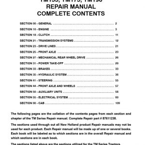 New Holland Tractor Tm120   Tm190 Service Manual876112501