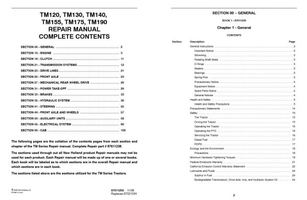 New Holland Tractor Tm120   Tm190 Service Manual876112502