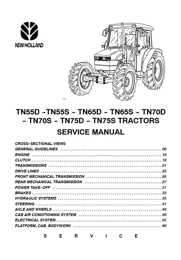 New Holland Tractor Tn55d Tn75s Service Manual60354351011