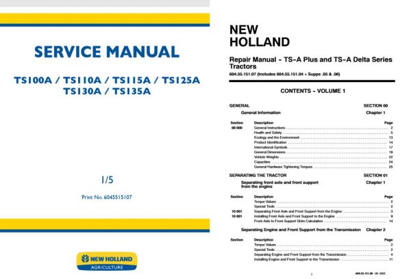 New Holland Tractor Ts100a   Ts135a Service Manual60455151072