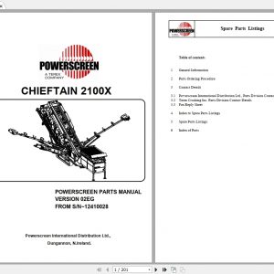 PowerScreen Chieftain 2100X Parts Manual 1