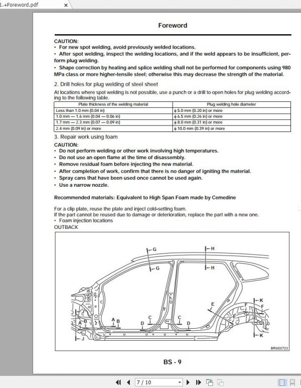 Subaru Legacy 2020 Body Repair Manual 1