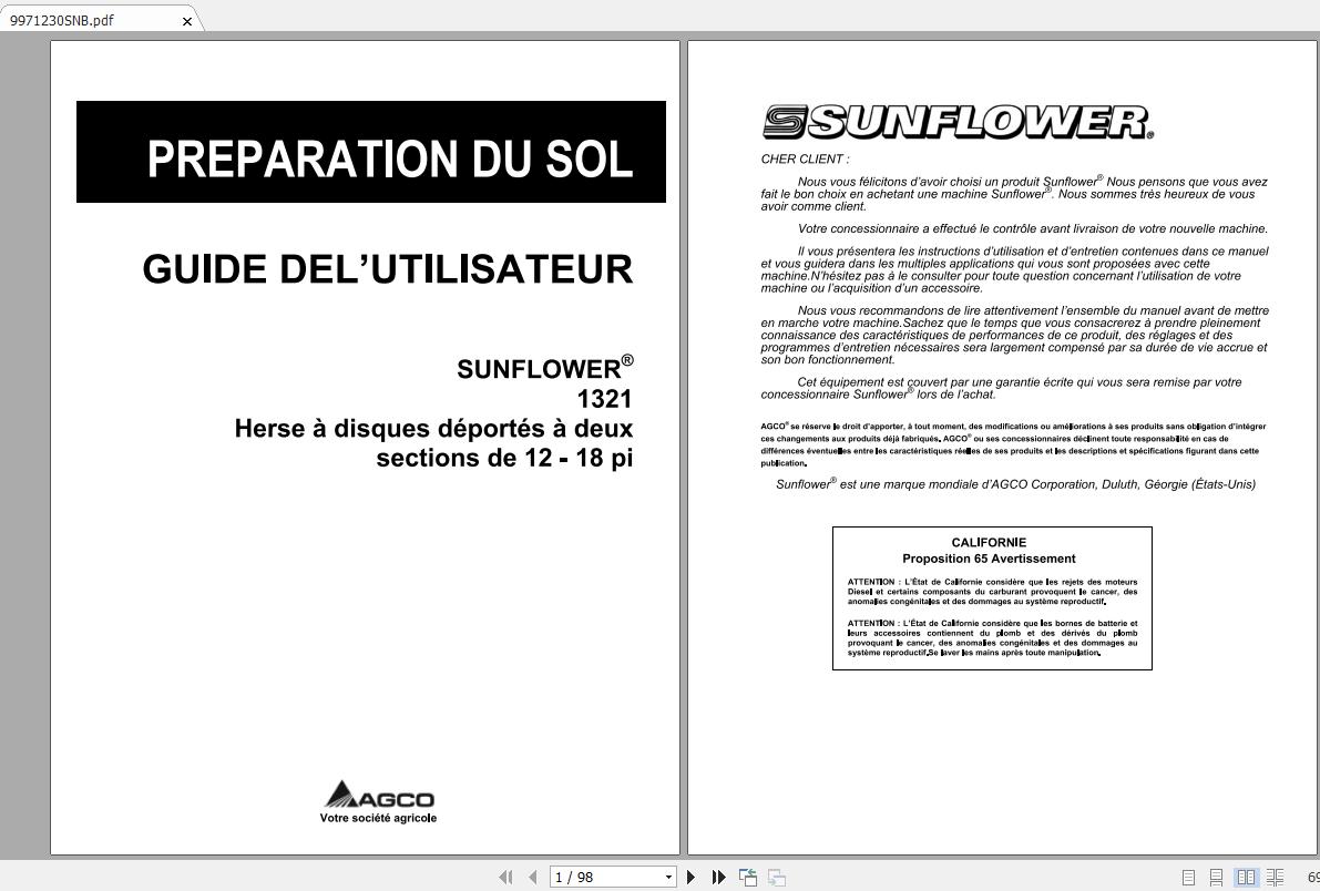 Sunflower EU Tillage 1321 12 18 FT Operator Manual9971230SNBFR 1