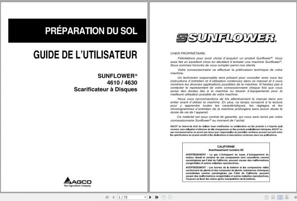 Sunflower EU Tillage 4610 4630 DISC RIPPER Operator Manual9971250SNAFR 1