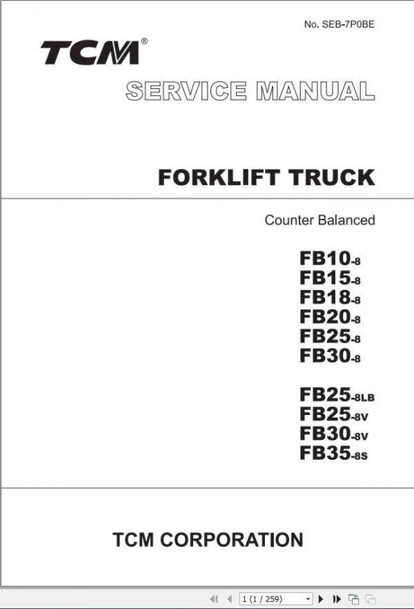TCM Forklift FB1035 8 Service ManualSEB 7P0BE 1
