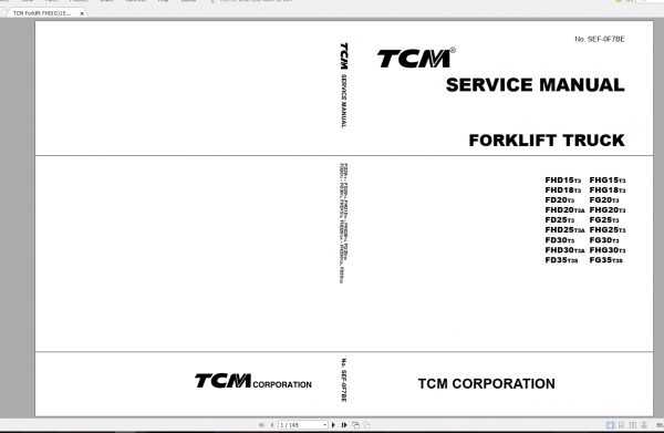 TCM Forklift FHDG1535 T3S Service ManualSEF 0F7BE 1