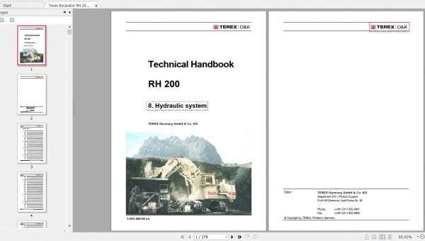 Terex Excavator RH 200 Technical Handbook 1