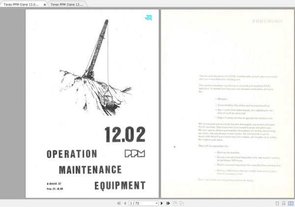 Terex PPM Crane 1202 Operation Maintenance Manual 1