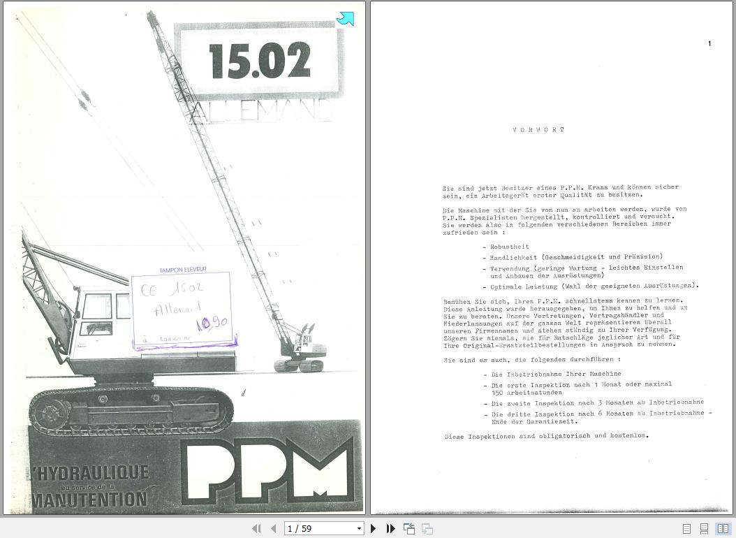 Terex PPM Crane 1502 Operator ManualDE 1