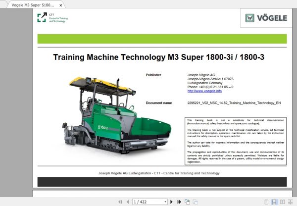 Vogele M3 Super S1800 3 S1800i 3 Training Manual 1